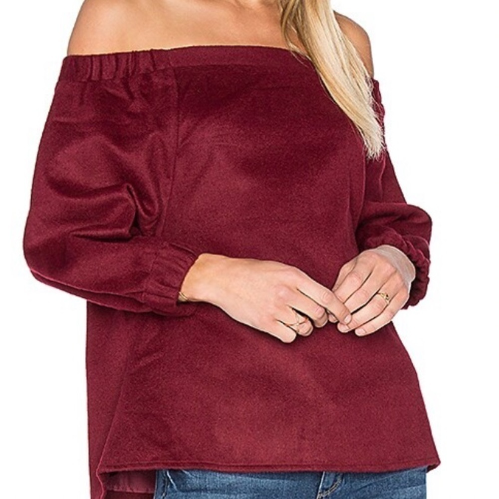 Blaque Label Off Shoulder Top in Bordeaux Wool Blend S
